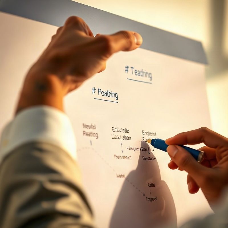 Hand drawing a strategic roadmap on a whiteboard